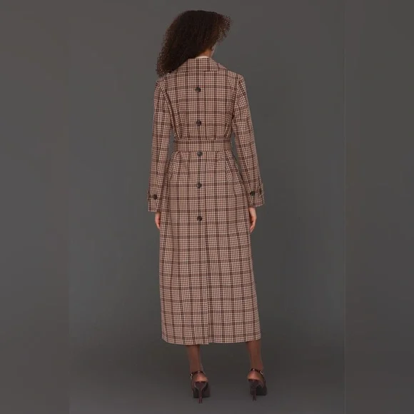 Avec Les Filles PLAID BELTED MAXI TRENCH COAT - Picture 3 of 9